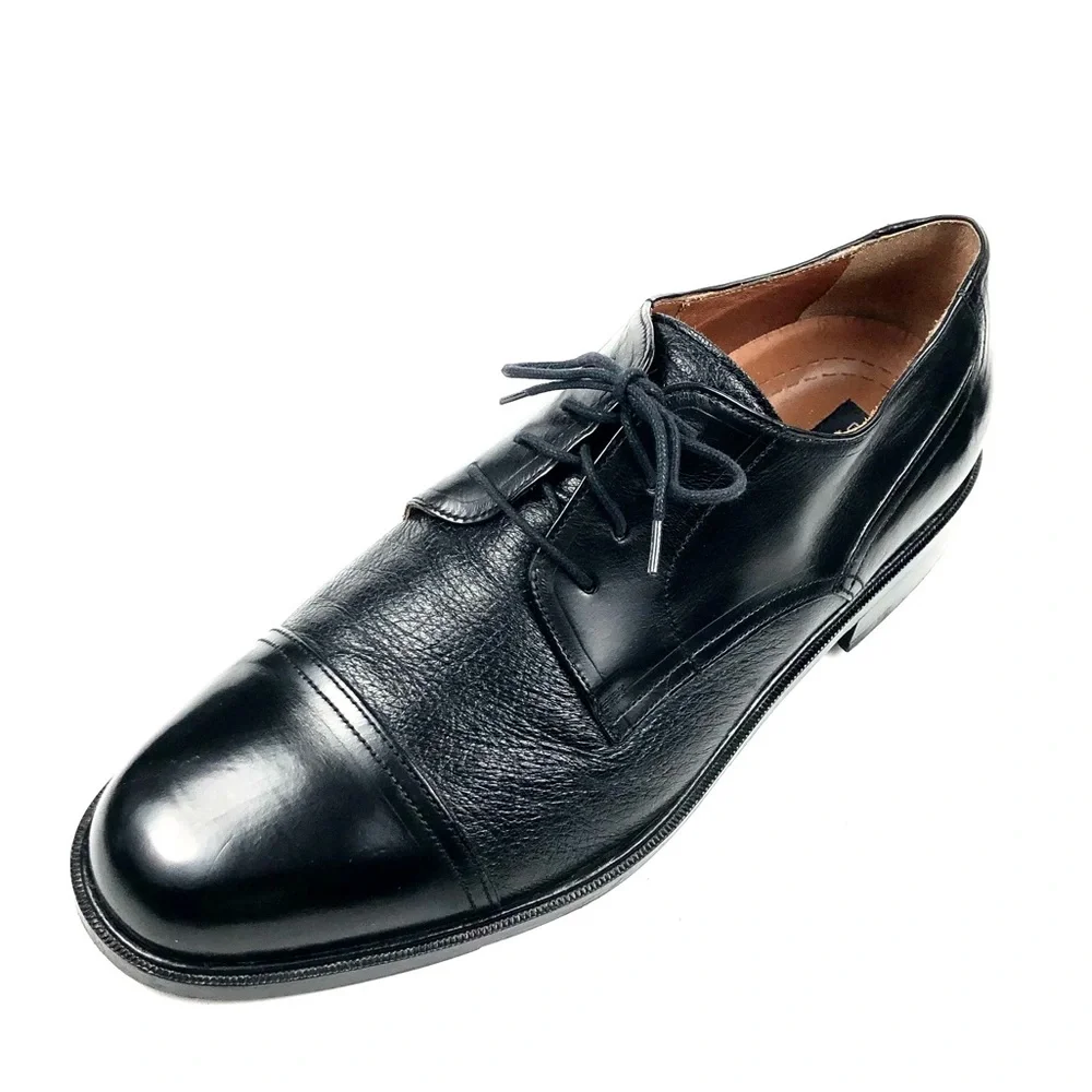 Bostonian Mens Luxe Black Leather Cap Toe Oxfords Size 11 W